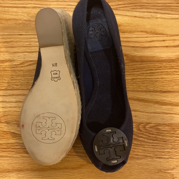 Tory Burch espadrille platforms. Worn once! navy - Picture 2 of 2